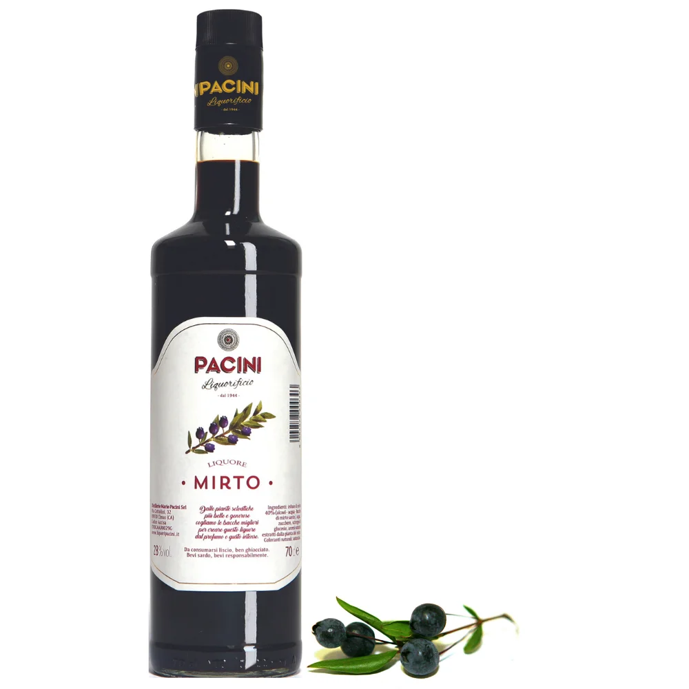 Top Quality Selection PACINI LIQUEUR Italian Red Myrtle 70 cl obtained with Sardinian wild myrtle berries bottle for wholesale