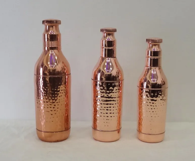 99.98% Pure Copper Hammered Water Bottle Ayurveda Benefits Best Selling Diamond Hammered Copper Water Bottler for Drinking