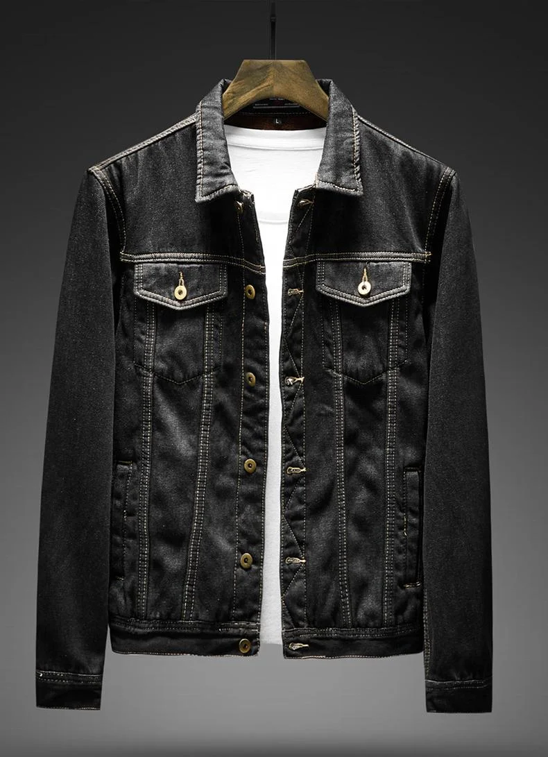 MDJ006 hot sale warm thicken coat men winter jacket plus size coat fleece jean jacket black denim jacket men plus size