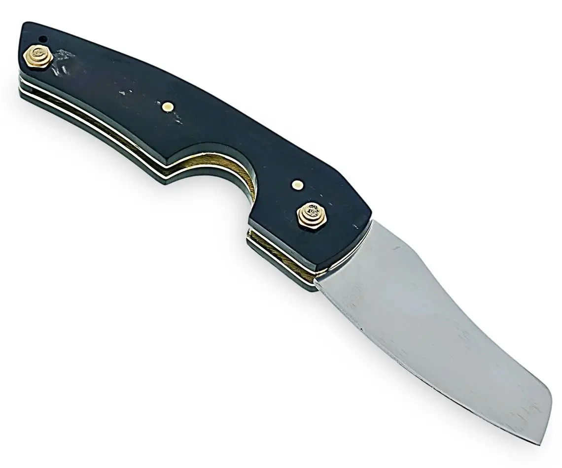 Custom hand Made D2 Steel Folding cigar cutter 3 in 1 folding knife  cigar cutter shaving razor- Gifts for men camping