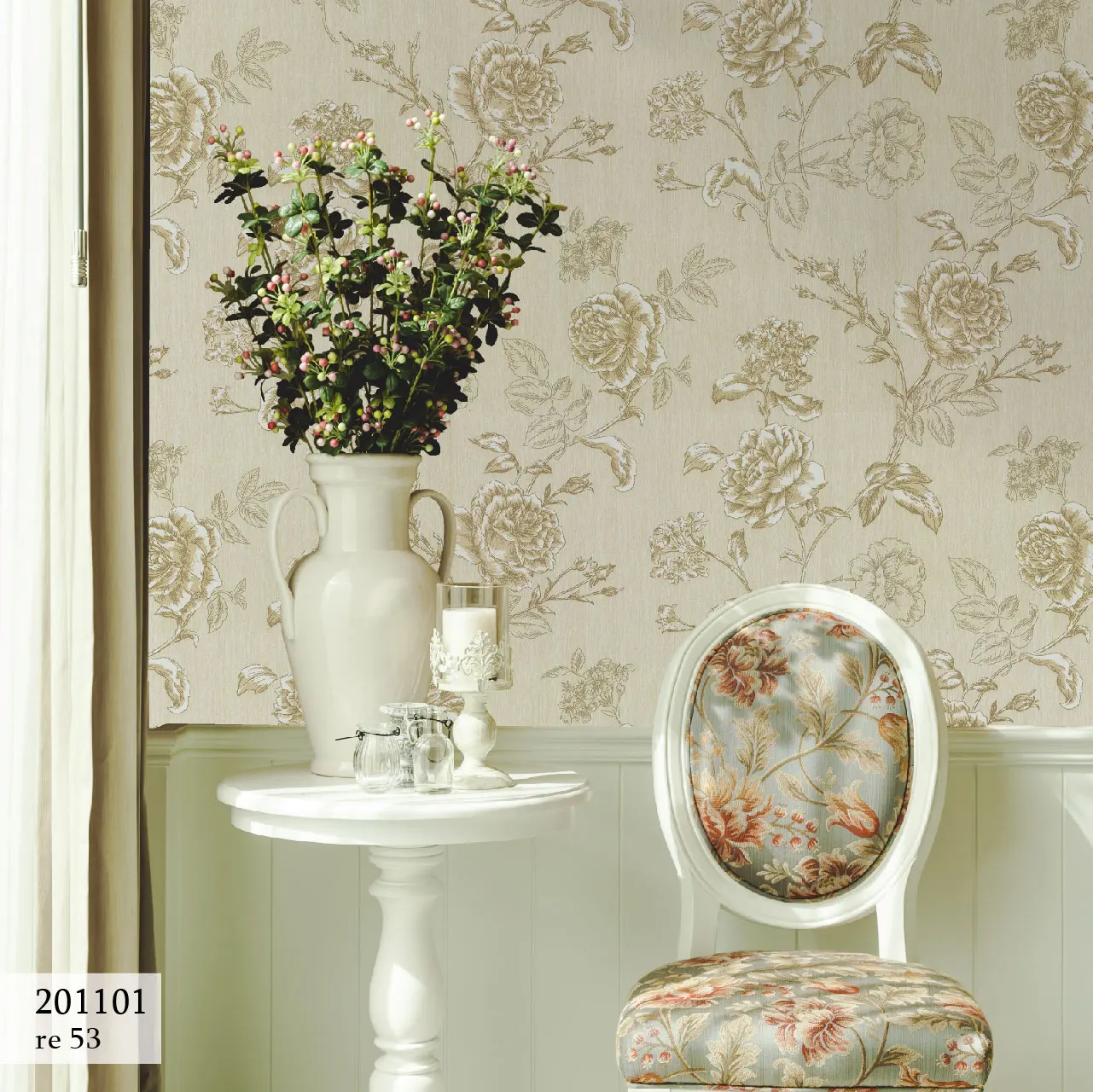 Romantic baroque postmodern country flower sketch hand-painted beautiful noble bedroom restaurant design PVC Wallpaper DECOR