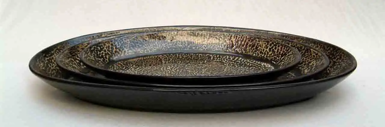 
Set of 3 oval egg-cell lacquer plates, Vietnam handicrafts suitable for houseware, tableware, home-decor 