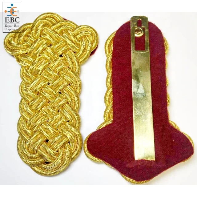 OEM Gold with Maroon Epaulette shoulder Gold Bullion Metallic Cord Epaulettes Handmade Regulations Issue Fashion Acc