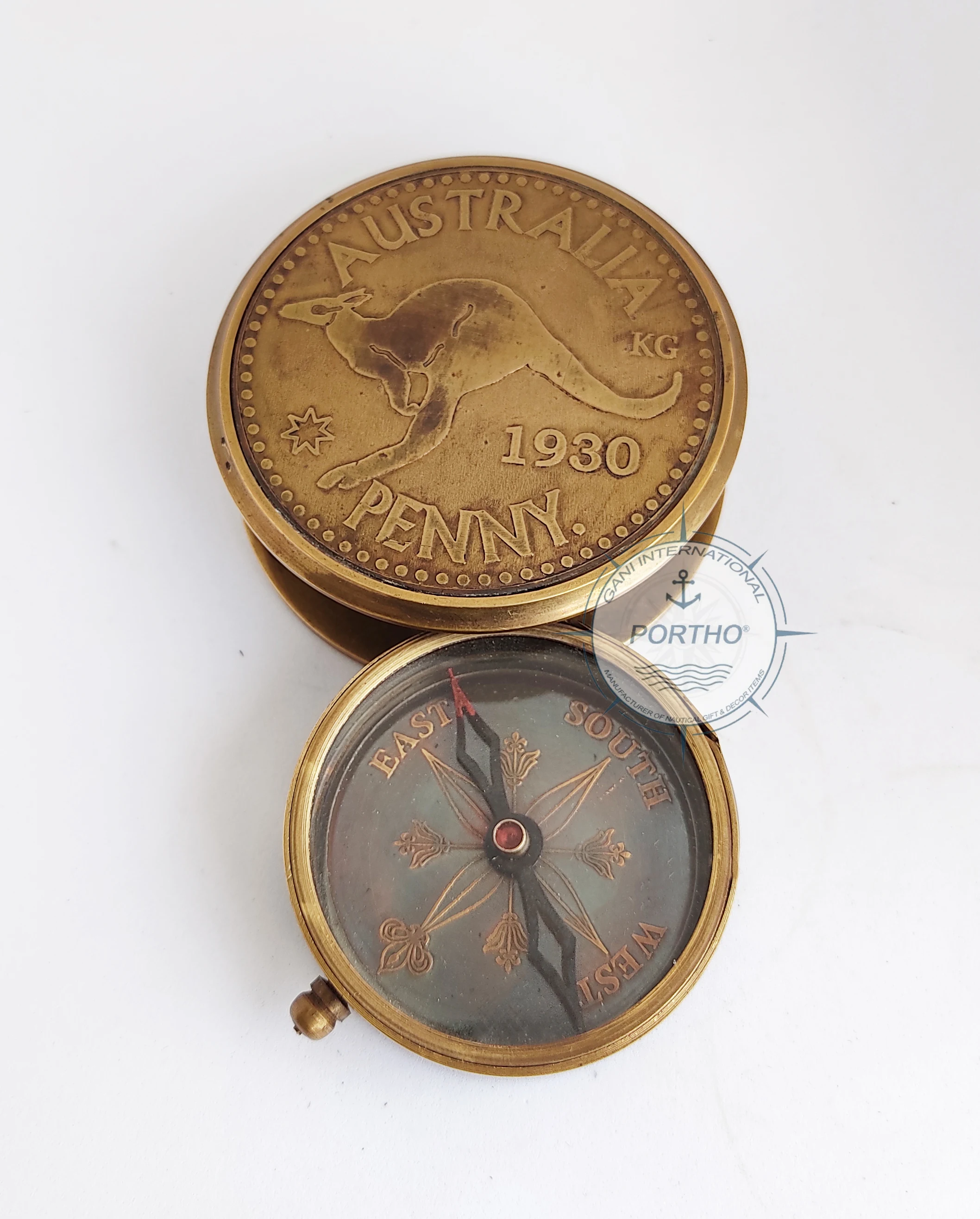 Antique Brass Compass Australia Penny 1930 Nautical Pirate Steampunk Ships Melbourne Best Gift