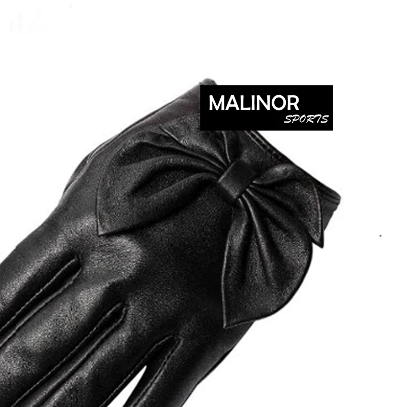 Выполненные на заказ кожаные строгие перчатки из оленьей кожи зимние уличные Теплые Симпатичные для сенсорного экрана женщин