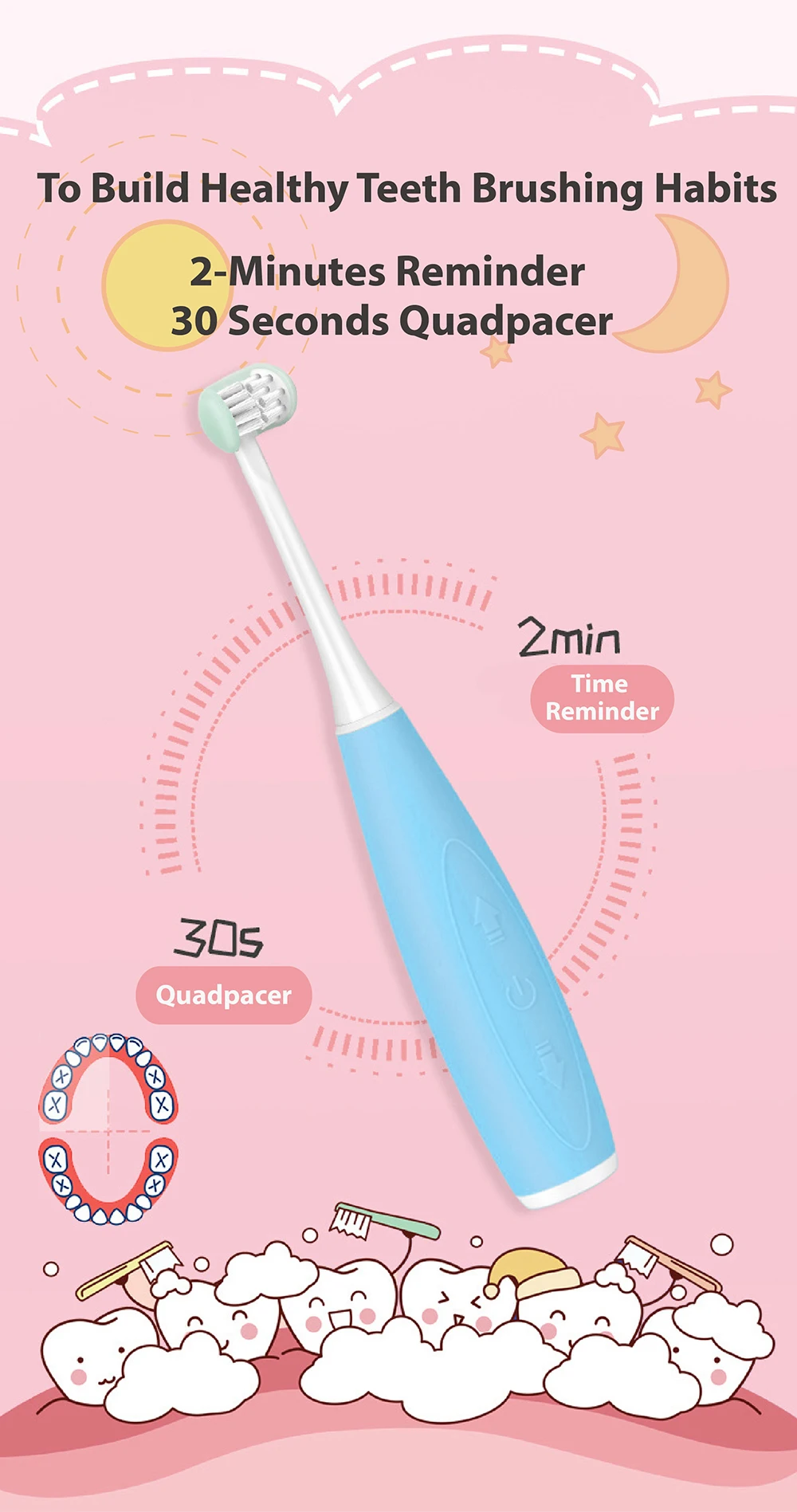 Ультразвуковая электрическая зубная щетка для детей