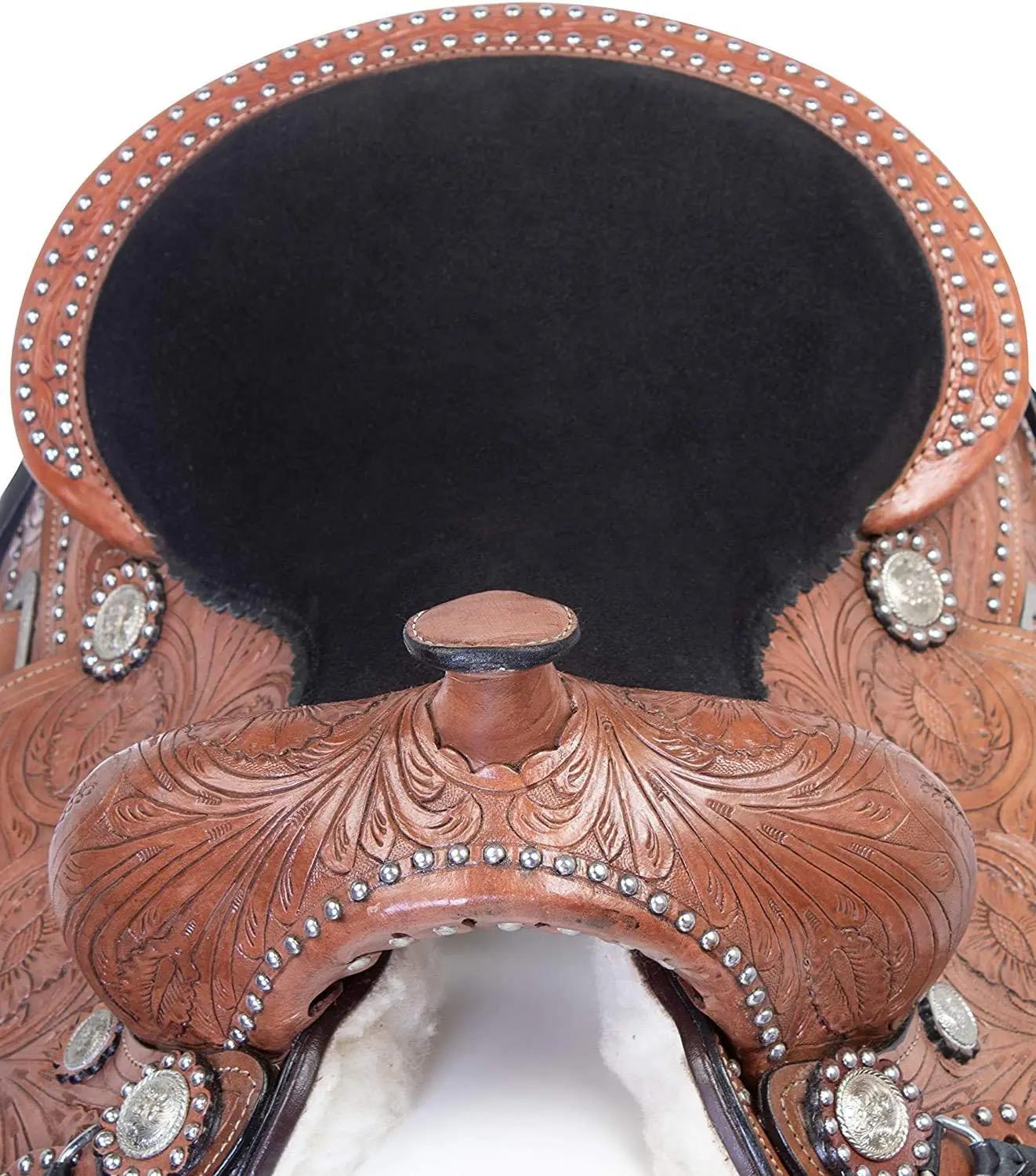 
Youth Crystal Leather Western Pleasure Trail Show Rodeo Kids Horse Saddle TACK Package Bridle Breastplate 14 to 18 Inch 