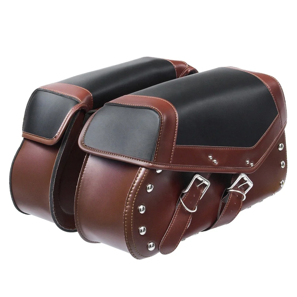 Sella in Pellesella Professional Wholesaler Motorbike Leather Side Bag Motorcycle Saddle bag For Harley Sportster