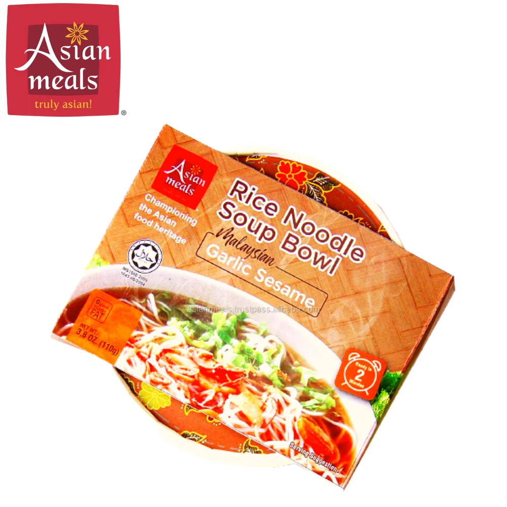 Premium Quality Garlic Sesame Aroma Instant Rice Noodles Soup Fast Cooking Noodle Soup Bowl Malaysia Food