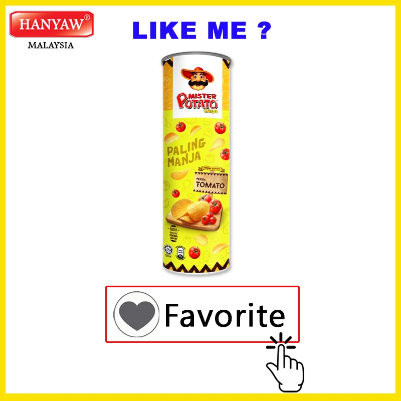 [Малайзия] Быстрая доставка + сертифицированная Халяль чипсы для томатного картофеля (14 консервных банок x 160 г/коробка)
