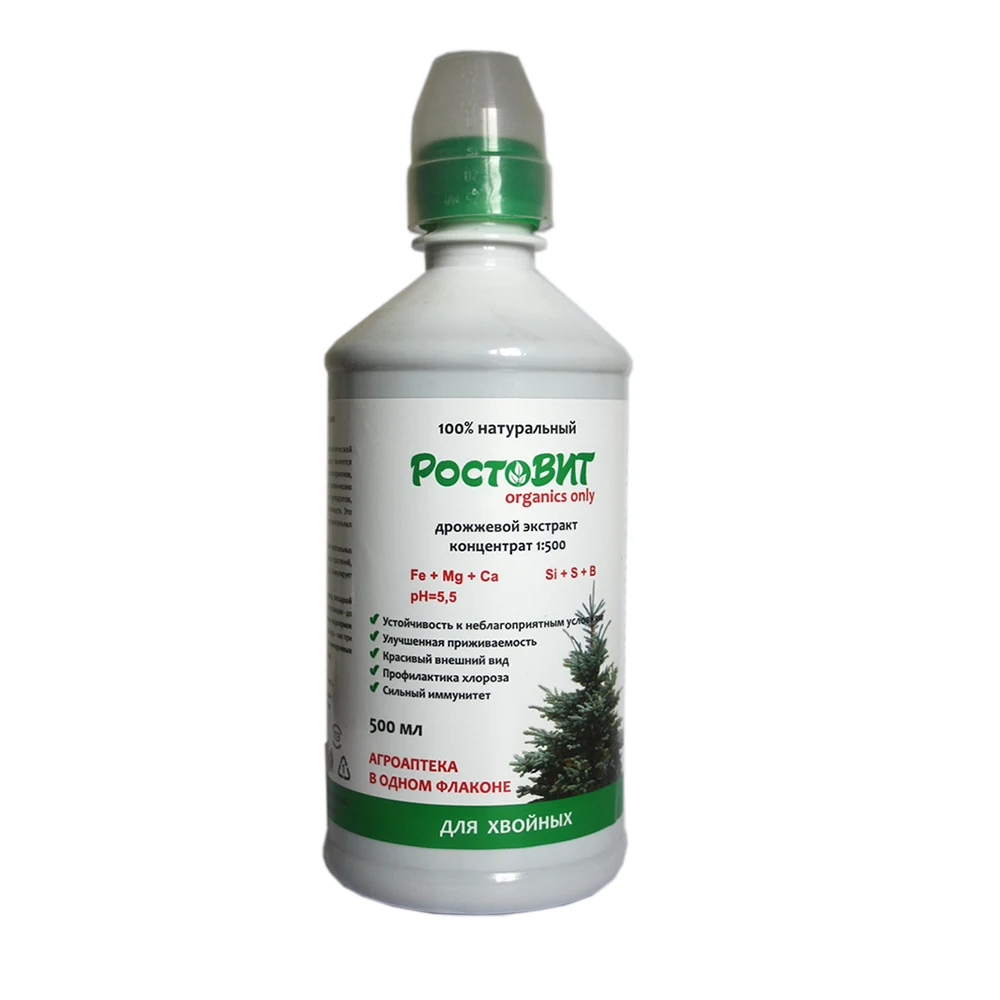 RostoVIT Liiquid organic fertilizer stimulant for coniferous plants 0.5 L natural stimulant for organic farming yeast extract