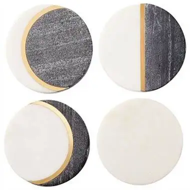 White Marble Gold fancy edge Handmade Modern Coasters