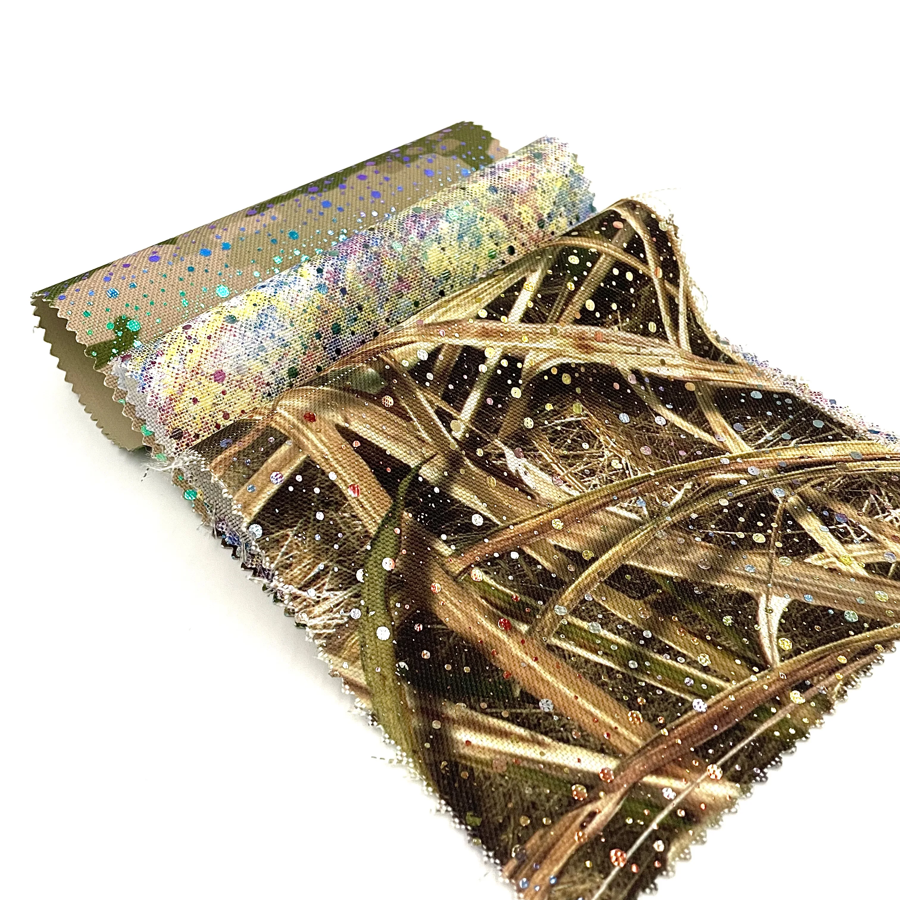 EPO 600D 100 Polyester with Glossy Floral Laser Film Transferred Print for Luggage