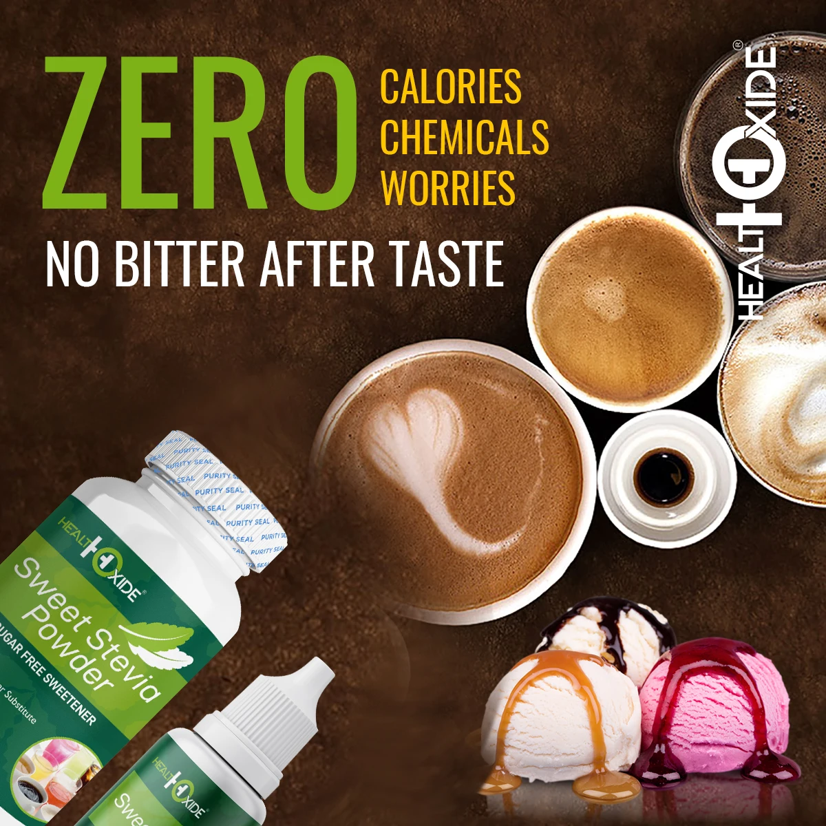 100% Safe Natural Sweet Taste Sugar Free Stevia Liquid Drops - 20 ml