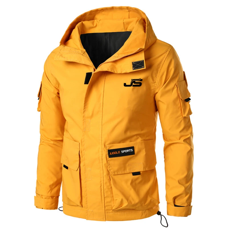 
Мужская верхняя одежда, тонкая ветровка, одежда, мужские куртки-бомберы, осенняя повседневная мужская однотонная спортивная одежда с несколькими карманами, пальто с капюшоном 