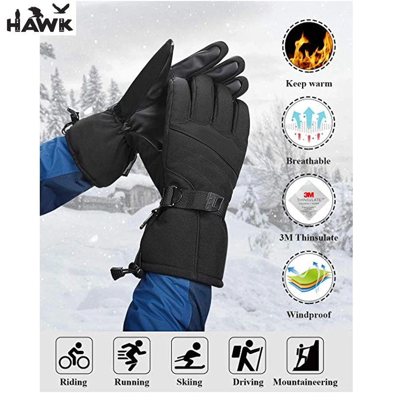 Men Gloves Winter Waterproof Ski Gloves Thermal Th insulate Snowboard Driving Snow Gloves