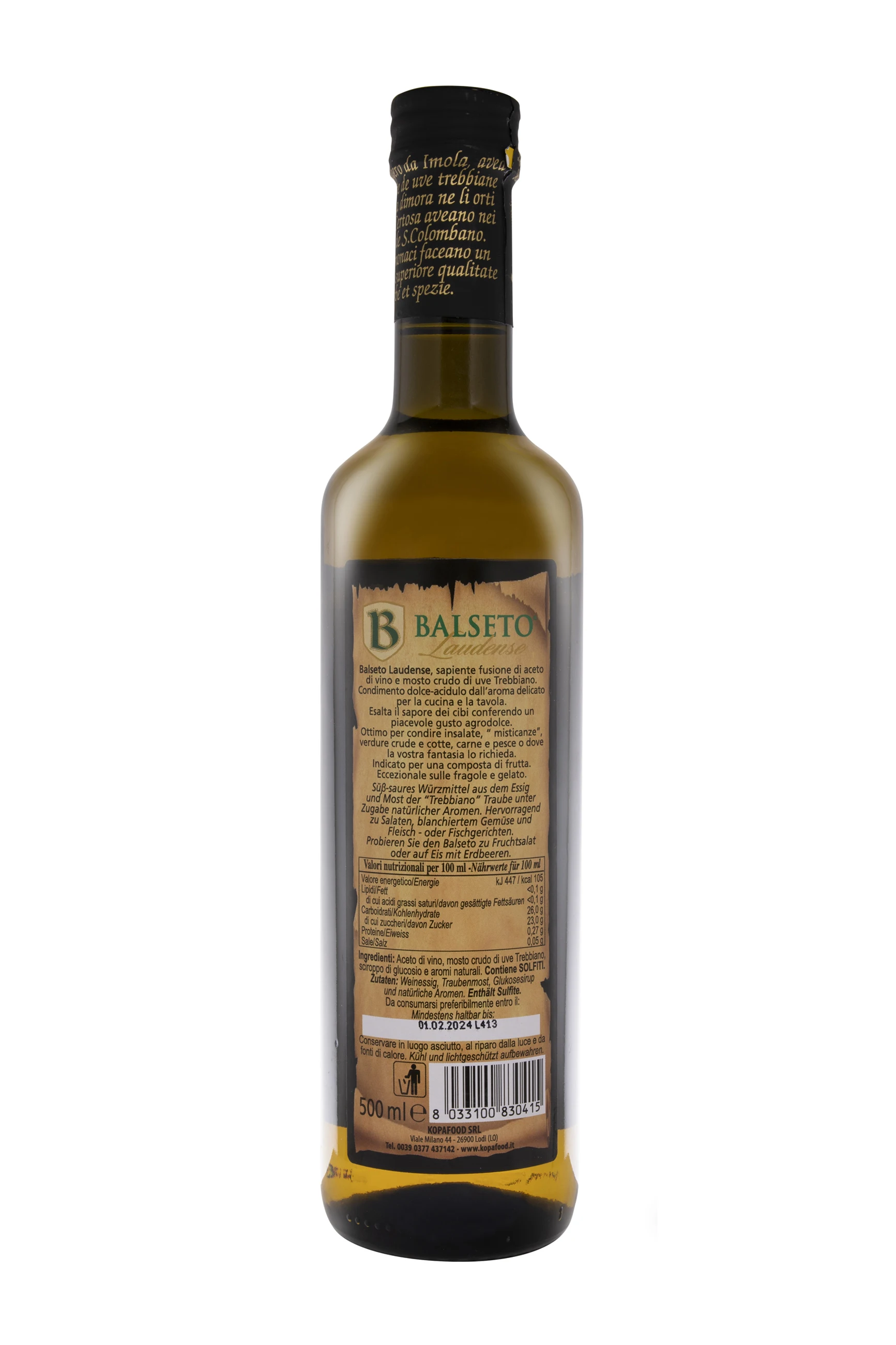  Sweet-sour condiment bottle 500ml Balseto Laudense