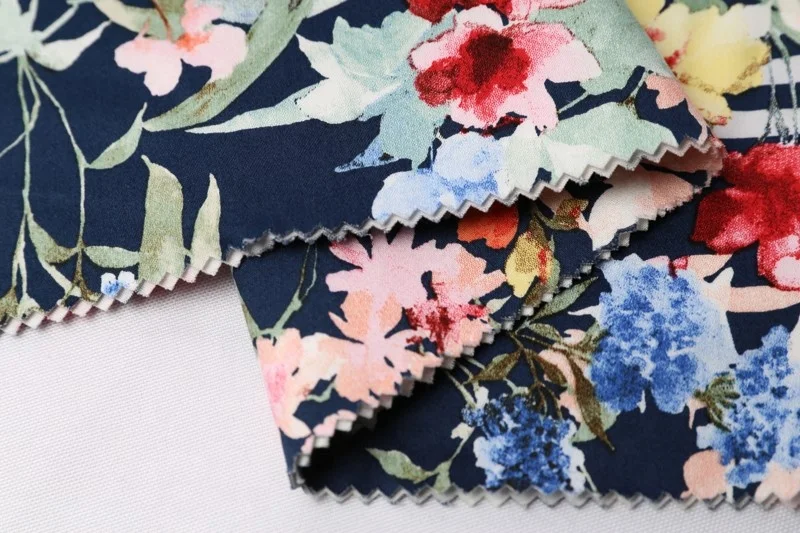 
Stripe Floral Printed Cotton Satin Power Stretch 96.5%Cotton 3.5%Spandex Fabric 