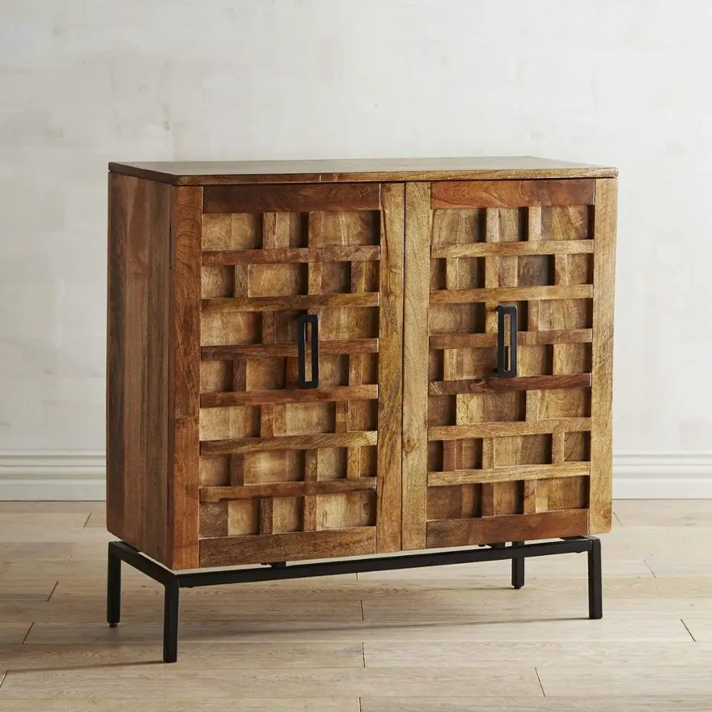 Best Quality Black Bone Inlay Side Table Cabinet Striped Design Bed Side Stool for Living Room