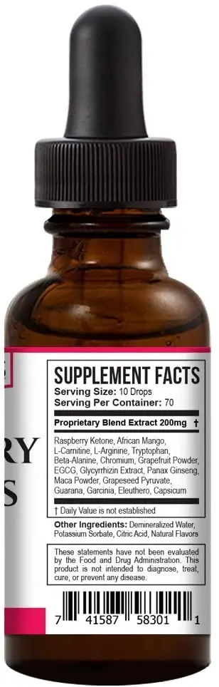 Зеленые органические Малиновые кетоны жидкая формула для снижения веса (250 мг ежедневно 2 жидких унции) добавки