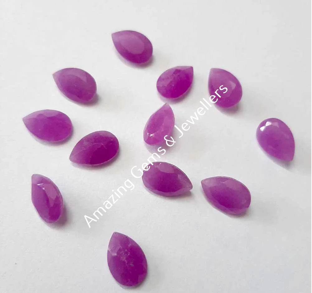  Натуральный бледно-лиловый нефрит 5X7mm груша гранями с плоской обратной стороной нефритовый серьга ожерелье драгоценным камнем калиброванный ювелирное изделие кольца на день рождения lucky бусины