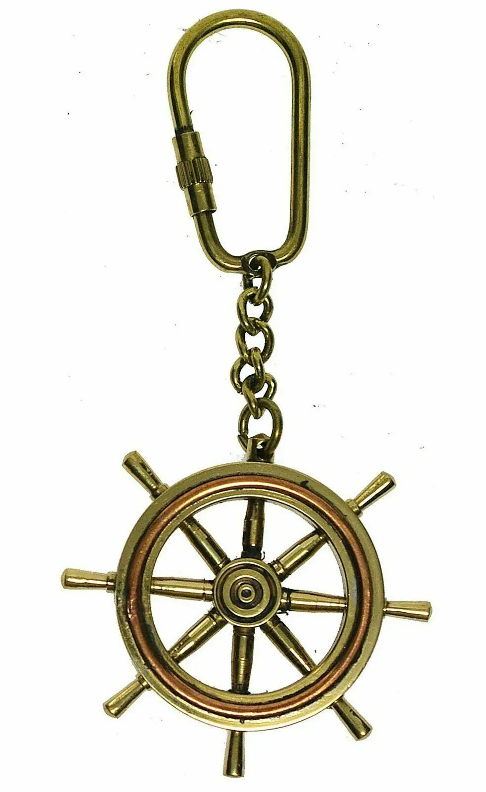 Brass Maritime Ship Navigation Wheel Keychain Keyring Brass Metal Ship Steering Wheel Key Chain