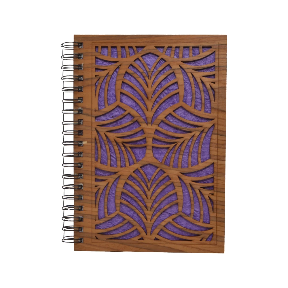Antique Cut Work Journals Eco Friendly Wooden Cover Office Notebooks 120 Pages
