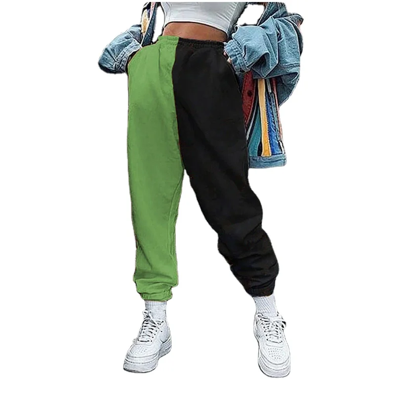 
Wholesale ladies new spring and autumn fashion asymmetric stitching casual sports personality hip hop custom harem pants 