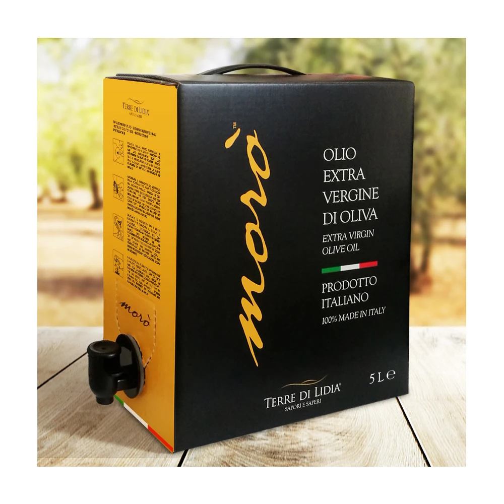 Factory Supply Made in Italy Extra Virgin Olive Oil Moro Terre di Lidia Cultivar Ogliarola for cooking Bag in Box 5L