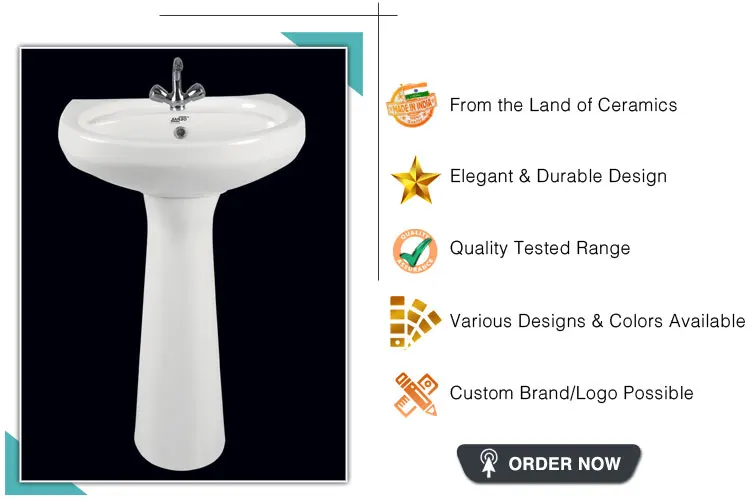 Huge Demand on Supreme Quality Glossy Finished Bathroom Sink Wash Basin with Pedestal for Sale
