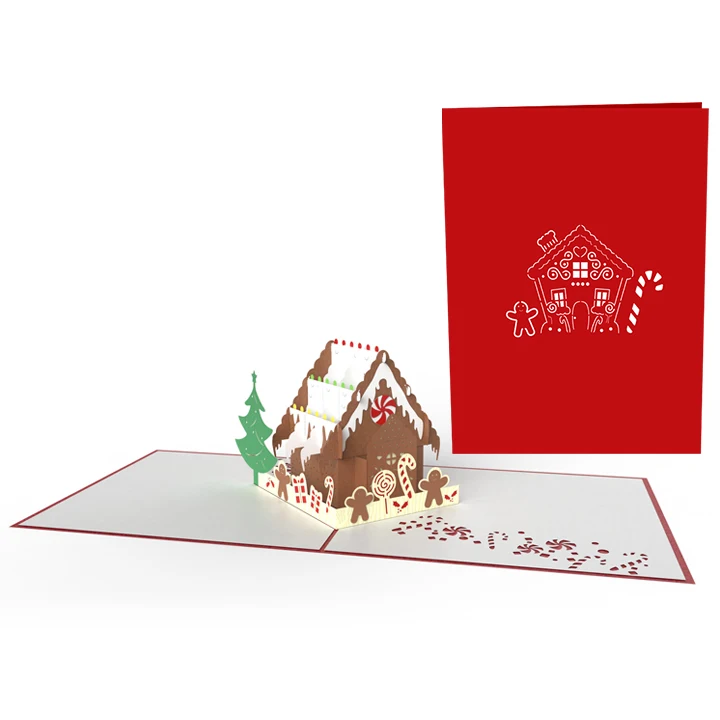 
Рождественский Пряничный дом Торт 3D выдвижная ручная работа вьетнамская поздравительная открытка 