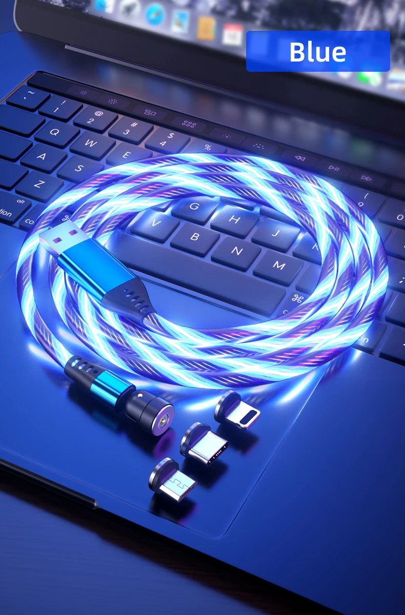 Прямая поставка с завода лидер продаж светодиодный магнитный 3 в 1 USB-кабель 2.0A со светодиодным индикатором используемый для Lightning Type C Micro USB