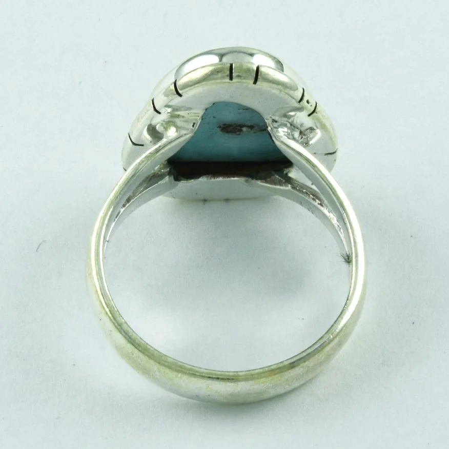 Triangle Shape Larimar Stone Handmade 925 Sterling Silver Ring Wholesaler India