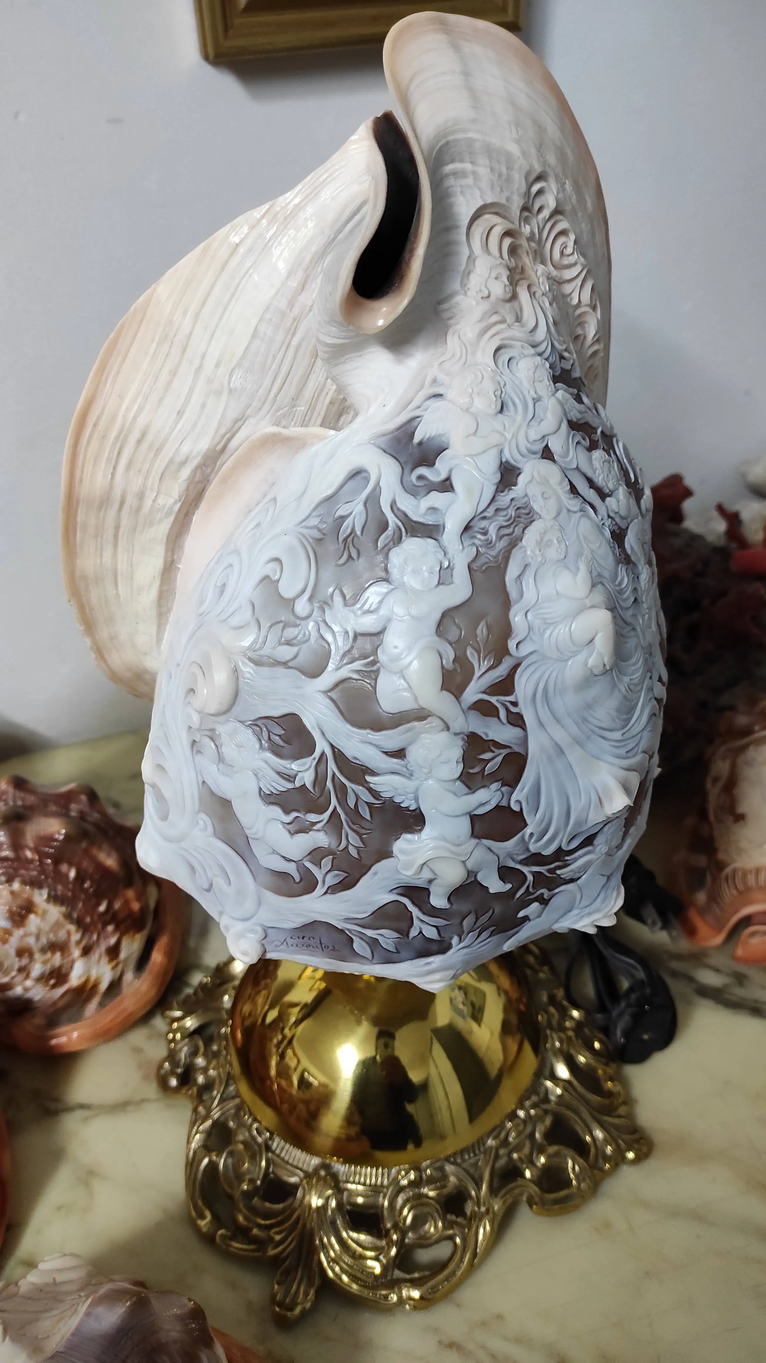 Loose Handcarved Sardonyx Shell Cameo from Torre Del Greco Italy Natural camafeo full shell carving customizable