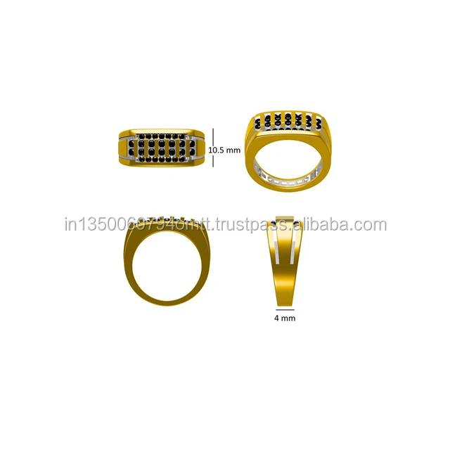 
New design 9 gram 10kt yellow gold black diamond custom ring for men 