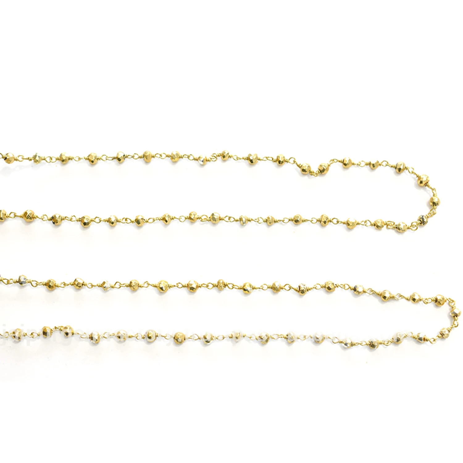 Pyrite Rondelle Shape 925 Sterling Silver Gold Plated Rosary Wire Wrap Chain Jewelry Making