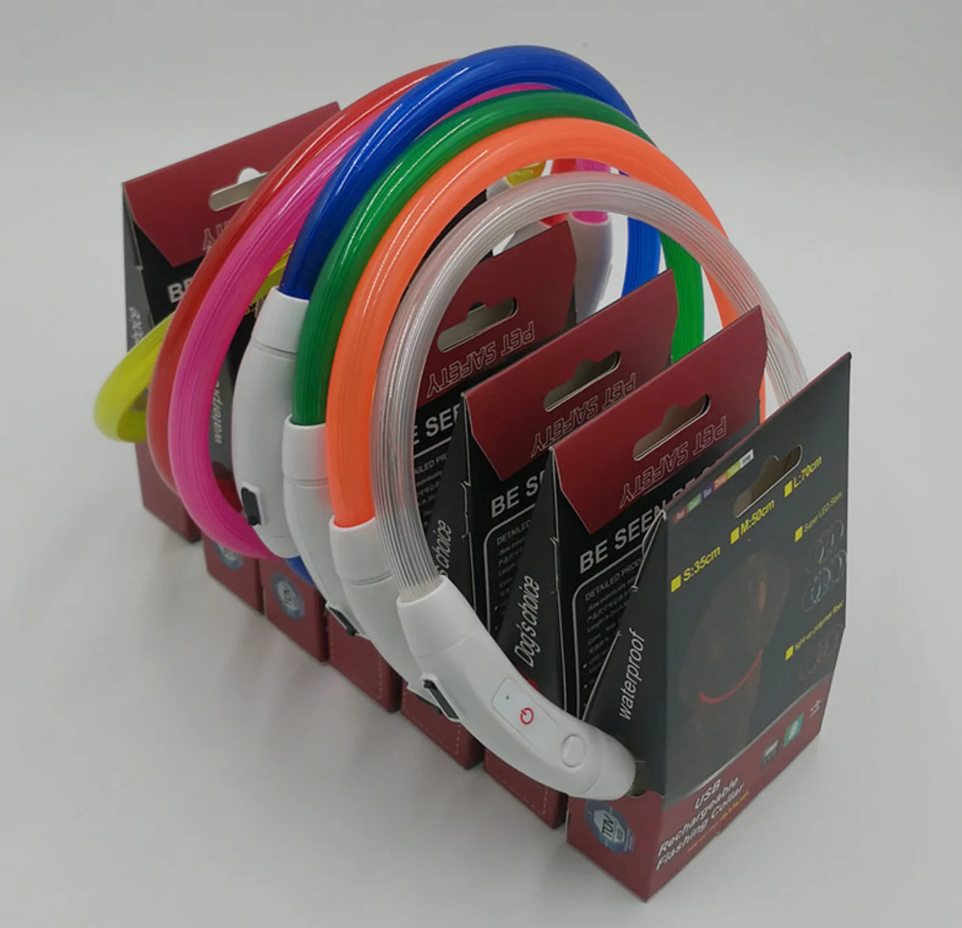 
LED light pet collar fiber optic circular tube charging spring and summer dog ring can be cut charging collar wholesale spot 