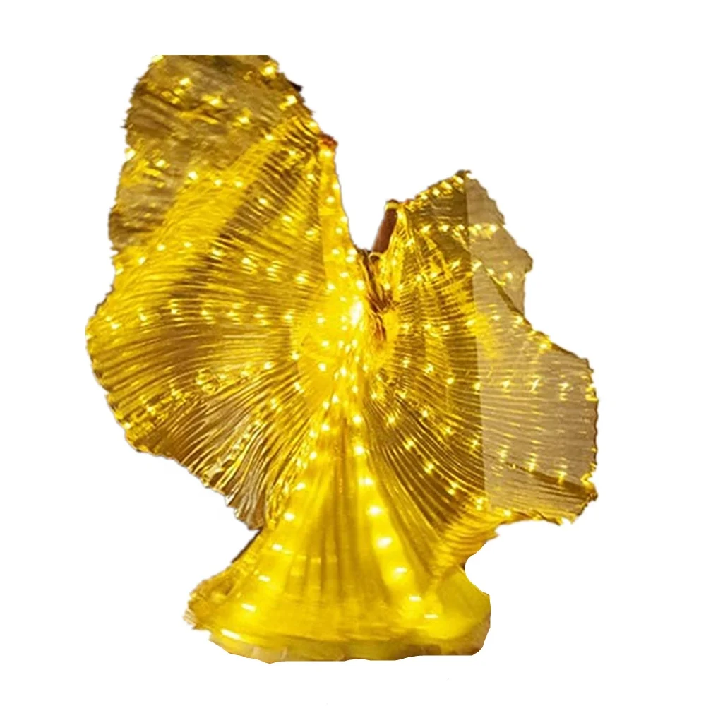 SHINYOU new arrival golden light up belly dance ISIS wings with telescopic stick for your performance