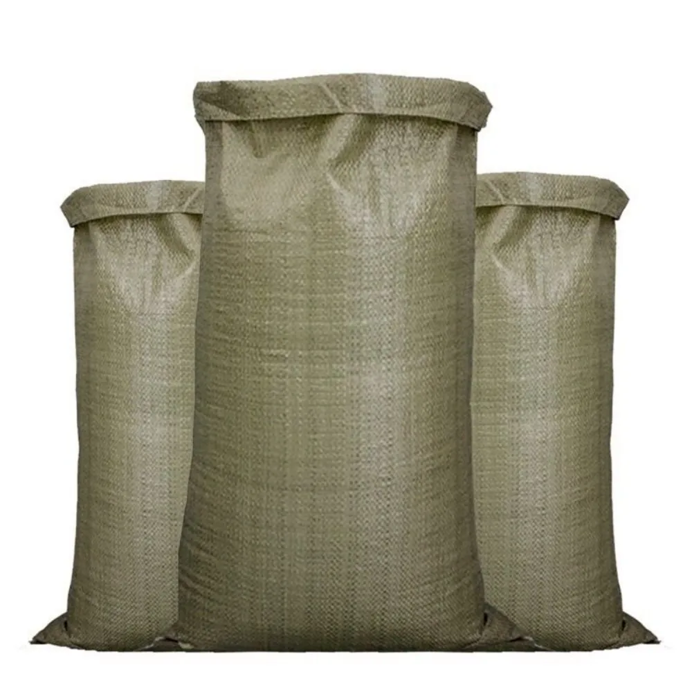 Зеленые переработанные полипропиленовые плетеные мешки для упаковки строительных отходов, строительного мусора, песка, корма