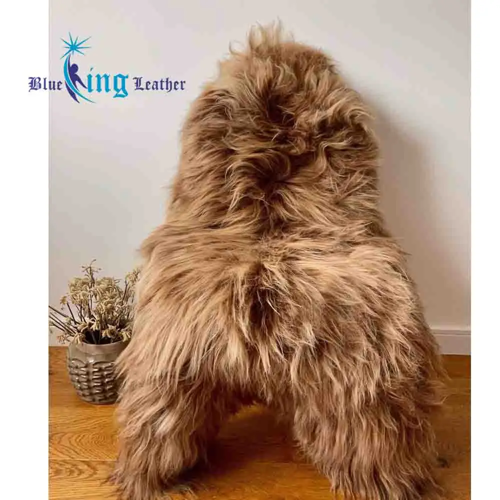 Большой длинный мягкий меховой коврик XL из натуральной исландской овчины серо-Какао-коричневого цвета