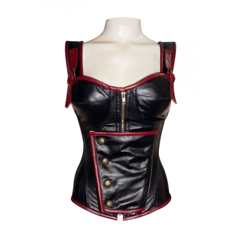 Steel Boned Leather Halter Cow Hide Corset Supplier Wholesale New Arrival High Waist Body Slimming Corset Supplier