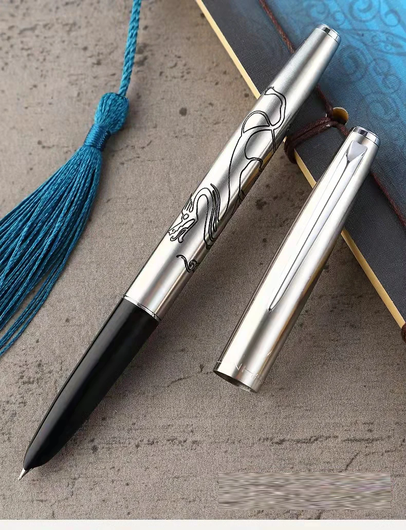 Jinhao 911 0 7 мм полностью стальная перьевая ручка резной дизайн дракона Студенческая эксклюзивная