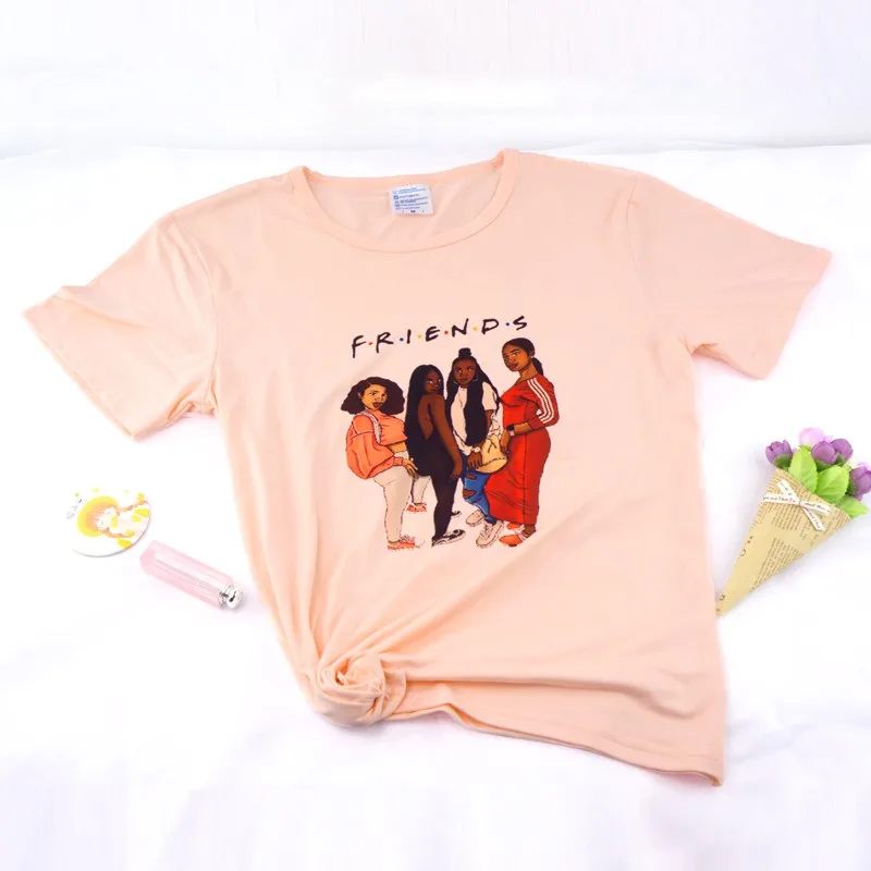  Женская футболка 2021 с принтом подруги для девочек повседневная одежда индивидуальным футболки коротким рукавом и воротником летние женские