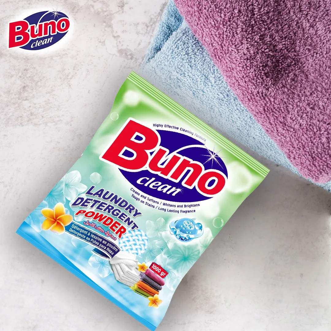 1Kg Laundry Washing Detergent Powder High Quality Strong Perfume 1000g Plastic Bag Multipurpose Powder Detergent  Made in Turkey