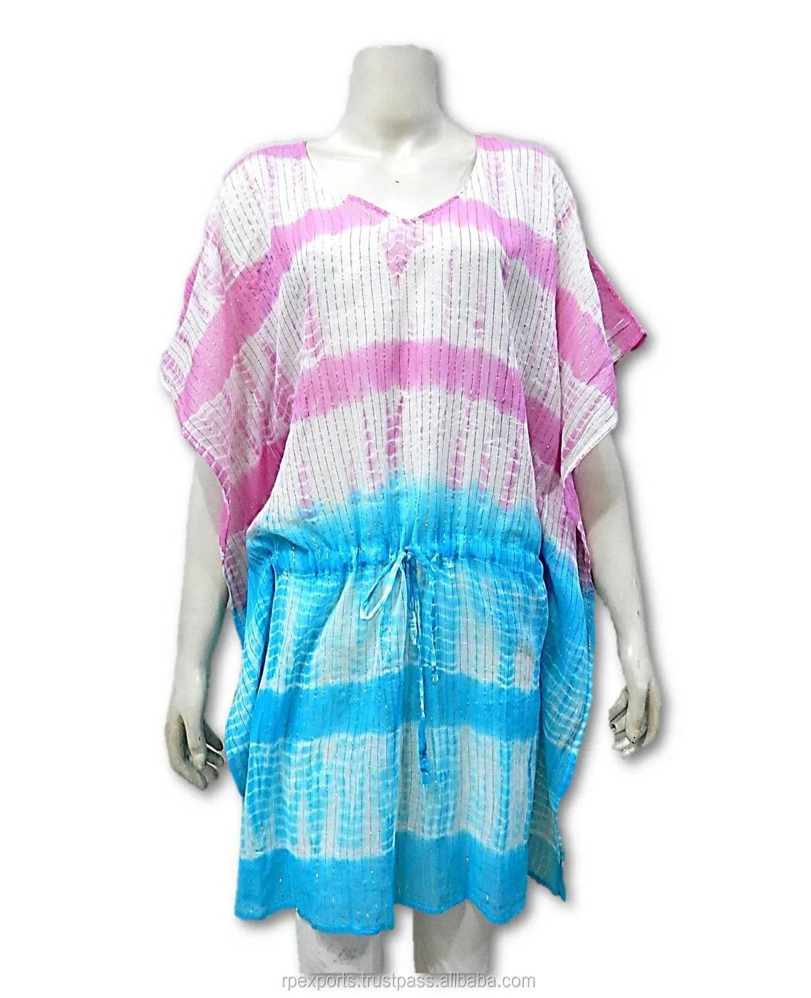 Woven Beach Swimsuit Cover up V-neck Dress Caftan Caftan Latest 2024 Tie Dye Cotton Dress for Women Swimwear Beachwear