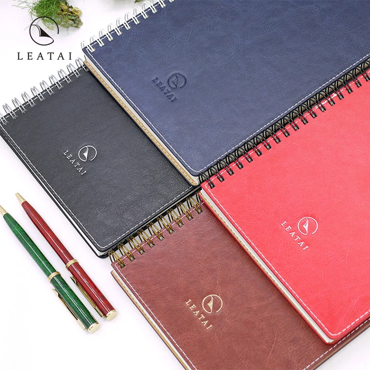 
Colorful faux leather cover spiral binding planner 