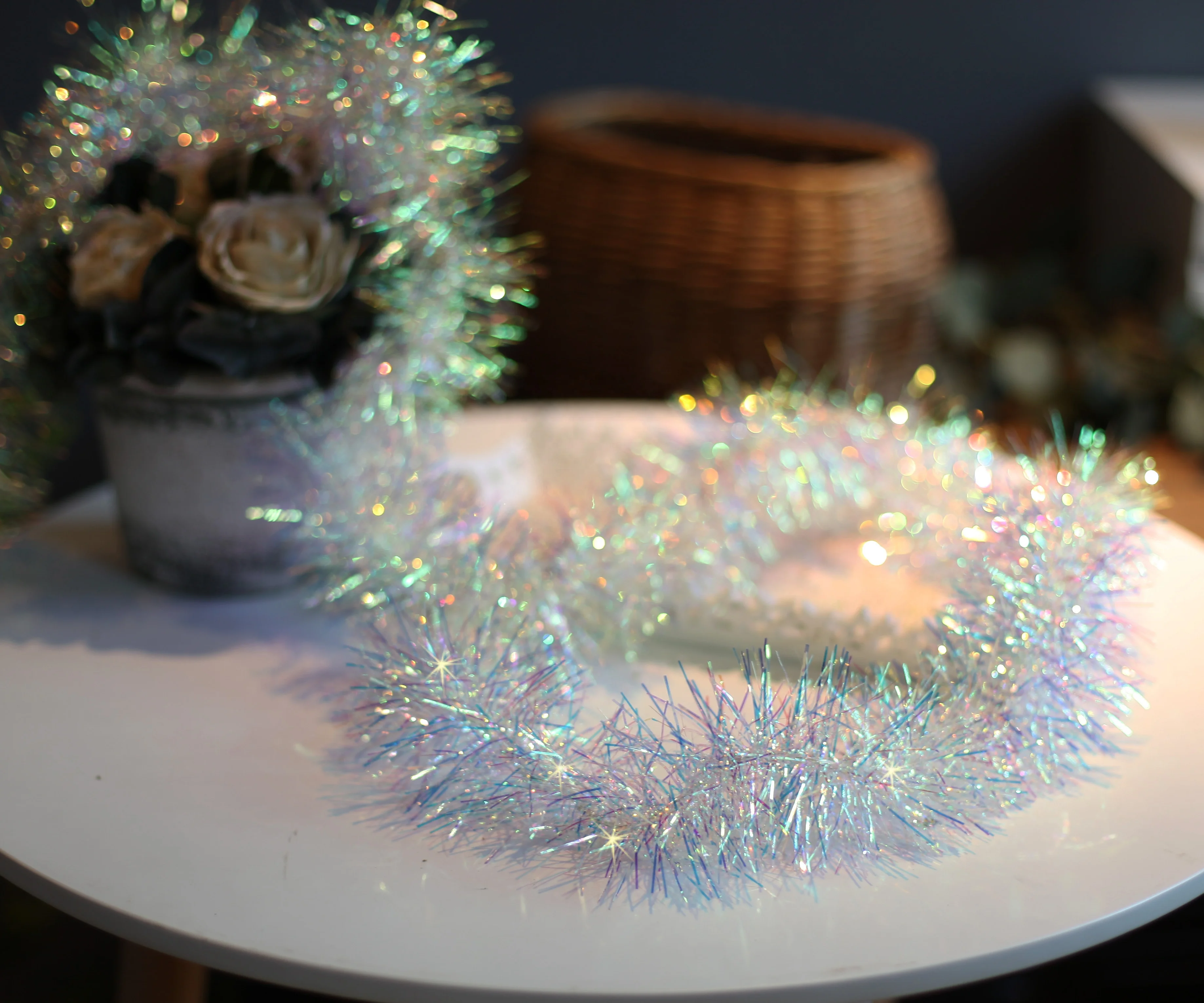 Newish light up Metallic Twist Christmas Tinsel Garland for Decoration