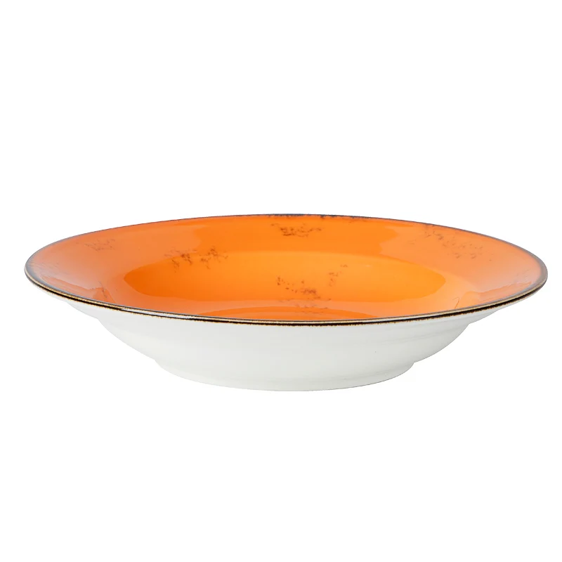 Good Quality 8' Deep Ceramic Soup Plate, Factory Wholesale Blue Color Serving Bowl