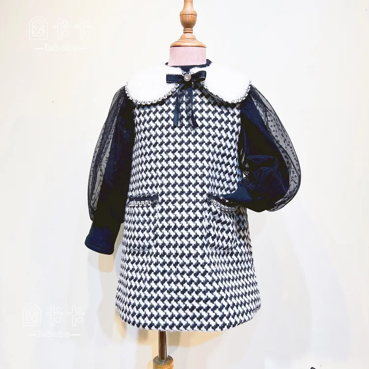 Wholesale Kids Winter Suit Long Sleeve Warm Thicken Dress For Girl With T-shirt 2 Pack