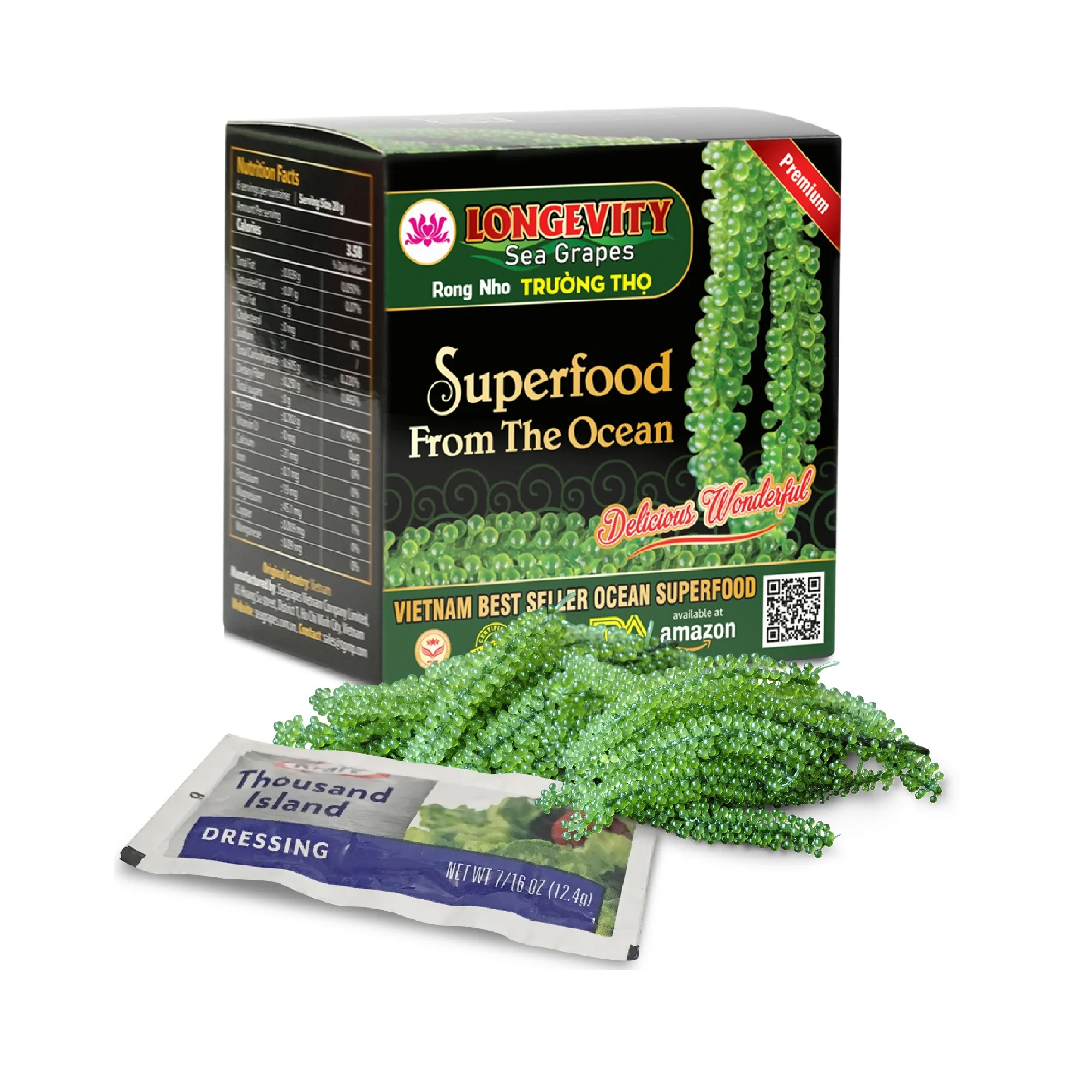 Laver Dried Premium Quality Longevity Dehydrated  Sea Grapes 1 Box 6 Packs